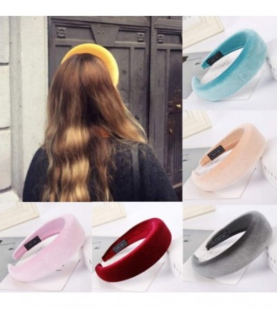 Headbands Solid Fashion Hairband Women's Girls' Sponge Velvet Candy Color Sweet Headband Hair Head Hoop - Black - C218S8XRN5Z