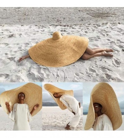 Sun Hats Oversized Sun Hats Womens Wide Brim Straw Hat Floppy Foldable Roll up Cap Beach Sun Hat - Khaki - CC18TKDRMGK