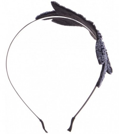 Headbands Vintage Leaf Flower Crystal Beaded 1920s Floral Flapper Headband - Black - CX18GLIAUOX