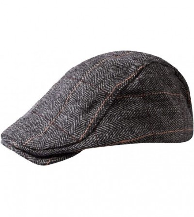 Newsboy Caps 1-2 Pack Newsboy Hat for Men Classic Herringbone Tweed Wool Blend Flat Cap Ivy Gatsby Cabbie Driving Hat - F-gra...