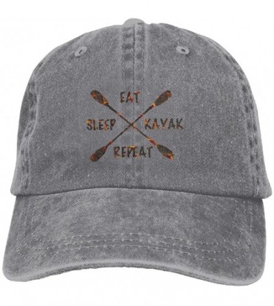 Baseball Caps Eat Sleep River Kayak Adult Sport Adjustable Baseball Cap Cowboy Hat - Ash - CY189ZLQM8R