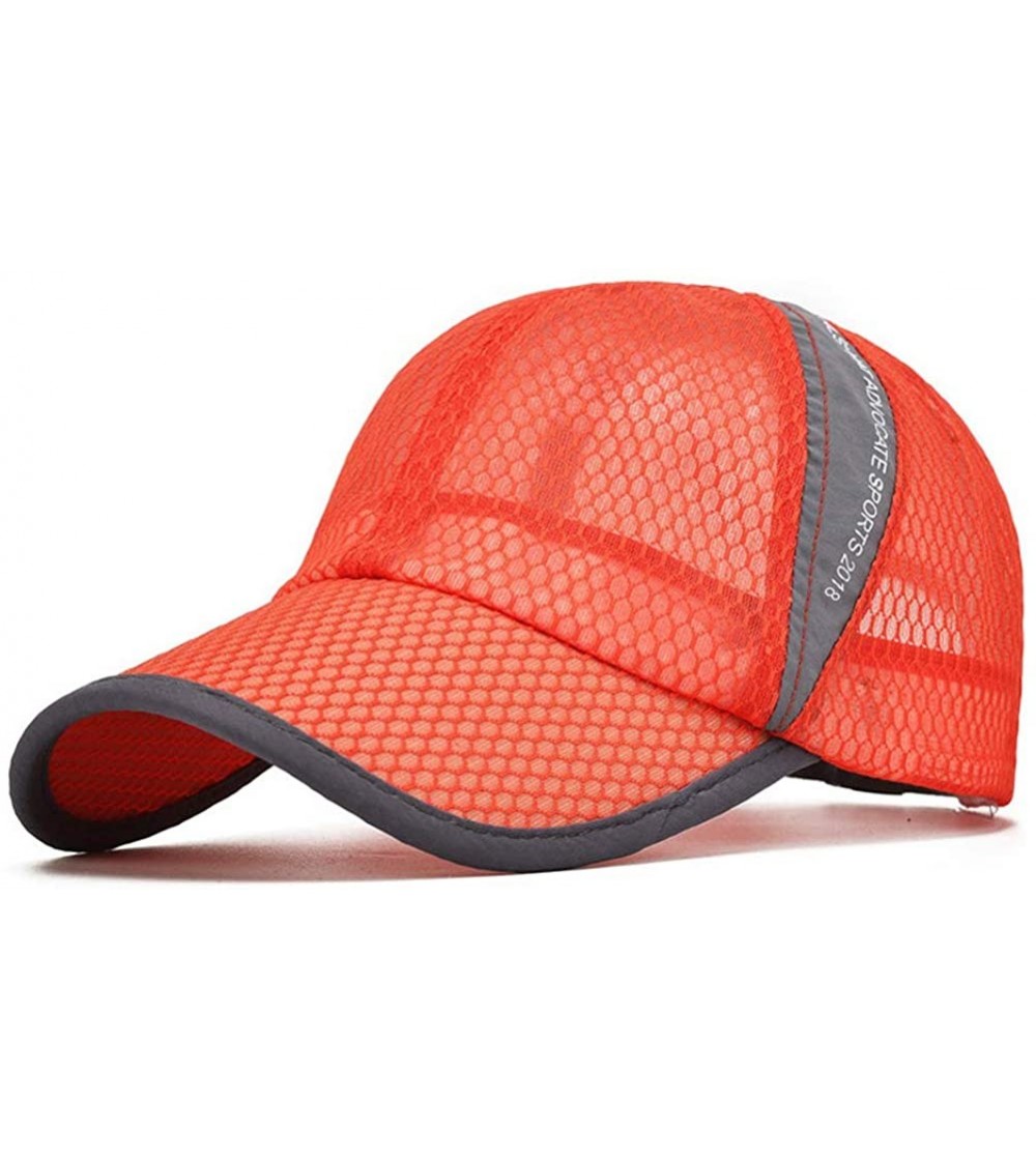 Baseball Caps Men's Outdoor Quick Dry Mesh Baseball Cap Adjustable Lightweight Sun Hat for Running Hiking - Orange - CA18QA0Q5RY