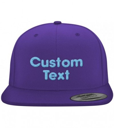 Baseball Caps Custom Embroidered 6089 Structured Flat Bill Snapback - Personalized Text - Your Design Here - Purple - C718SZK...