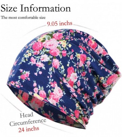 Skullies & Beanies Womens Slouchy Beanie Cotton Chemo Caps Cancer Headwear Hats Turban - 1 Pair-style B-navy Blue - CF18Y8S5IKE