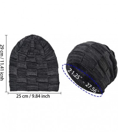Skullies & Beanies Oversized Unisex Fleece Lined Slouchy Beanie Soft Thick Warm Winter Knitted Beanie Ski Hat - CL18ZLRWSLK