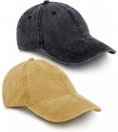Baseball Caps 2 Pieces Baseball Cap Adjustable Cotton Baseball Hats for Men Women Outdoor Activities (Color Set 1) - C118OO8KNT9