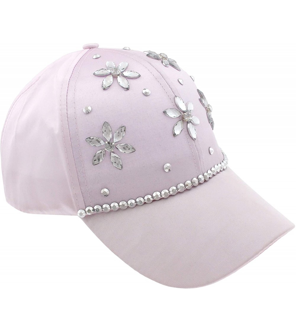 Baseball Caps Ladies Solid PU Baseball Hat - Pink Floral - CI18LZW59ET