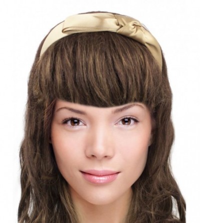 Headbands Girl's Satin Headband - Holiday Ribbon Bow - Gold - Gold - CL11TMKEZWZ