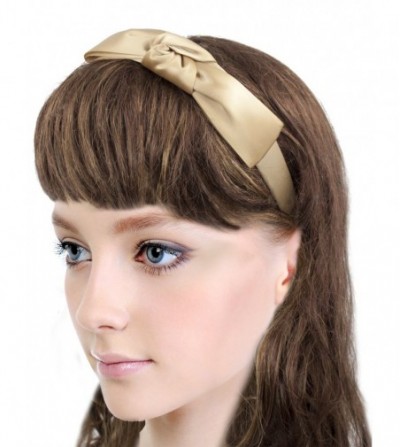 Headbands Girl's Satin Headband - Holiday Ribbon Bow - Gold - Gold - CL11TMKEZWZ