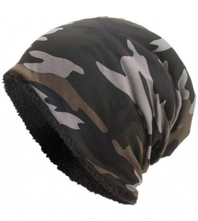 Skullies & Beanies Women Men Warm Baggy Camouflage Crochet Winter Wool Ski Beanie Skull Caps Hat - Black - CM18HXXN09E