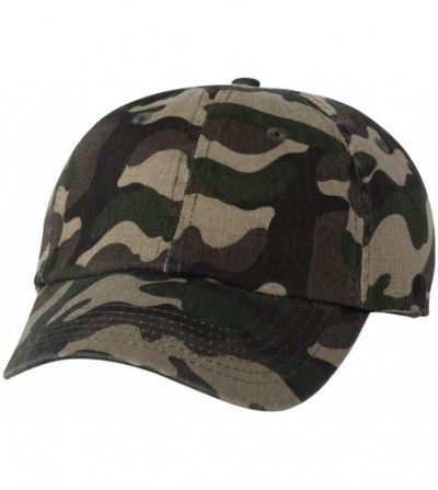Baseball Caps Bio-Washed Unstructured Cotton Adjustable Low Profile Strapback Cap - Green Camo - C512F50MGHB