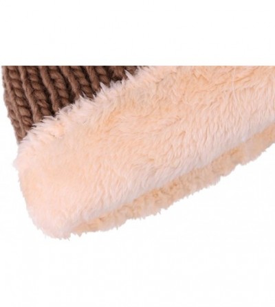 Skullies & Beanies Boys Girls Kids Knit Beanie with Pompom Toddlers Winter Hat Cap - Khaki/Cream With Fleece - C618530KDC2