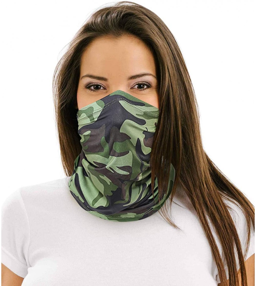 Balaclavas Multifunctional Seamless Face Mask Bandanas Headband Neck Gaiter for Dust-Sun UV Protection - Camo Army Green - C8...