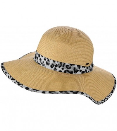 Sun Hats Women's Paper Weaved Crushable Beach UPF 50+ Floppy Brim Sun Hat with Print - Animal Print Grey - CD18QHXRIGY