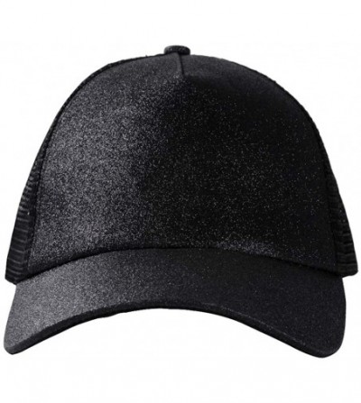 Sun Hats Ponytail Baseball Glitter Ponycaps Adjustable - Glitter(mesh)-black/Brown - CE18OT59W63