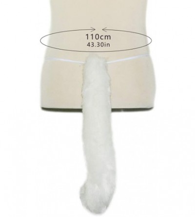 Headbands Party Cosplay Costume Fox Ears Faux Fur Hair Hoop Headband + Tail Set - A1 Grey White - CG186ASUQM6