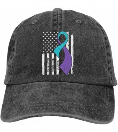 Baseball Caps Suicide Prevention Awareness Flag Men's Women's Adjustable Jeans Baseball Hat - Denim Jeanet Dad Hats - Black -...