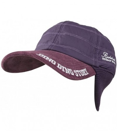 Baseball Caps Womens Winter Earflap Cap with Visor - Purple - CJ18IMYQE83