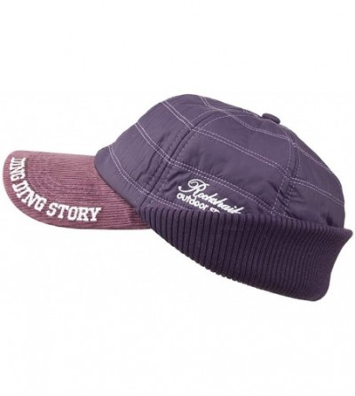 Baseball Caps Womens Winter Earflap Cap with Visor - Purple - CJ18IMYQE83