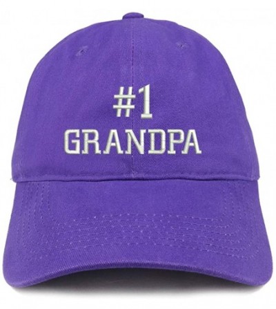 Baseball Caps Number 1 Grandpa Embroidered Soft Crown 100% Brushed Cotton Cap - Purple - CF18SQDHLC0