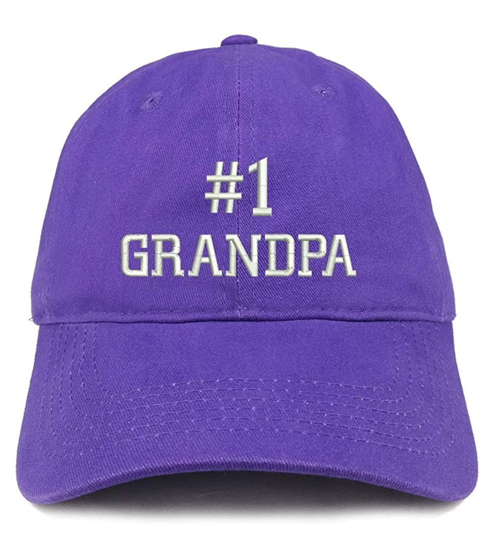 Baseball Caps Number 1 Grandpa Embroidered Soft Crown 100% Brushed Cotton Cap - Purple - CF18SQDHLC0