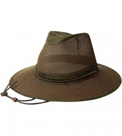 Sun Hats Aussie Breezer 5310 Cotton Mesh Hat - Distressed Gold - C4193I3I6G4