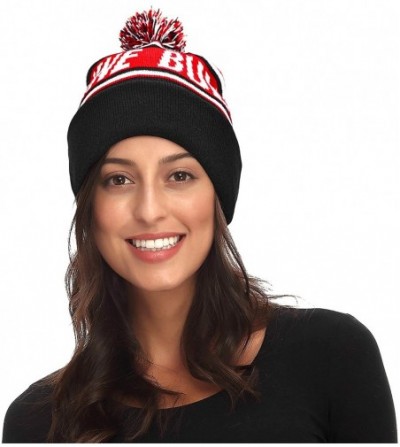 Skullies & Beanies Winter Beanie Hat Warm Knit Hats Acrylic Knit Cuff Beanie Cap for Women & Men - Red and Black - CM18YGK09YR