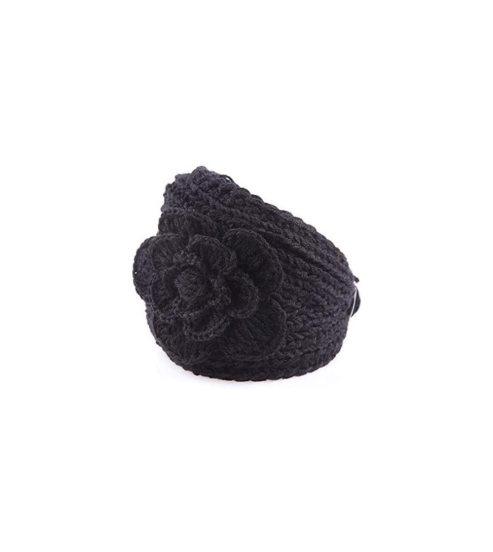 Cold Weather Headbands women's knit Winter headband ear warmer - Black - CF18CGE4AQI