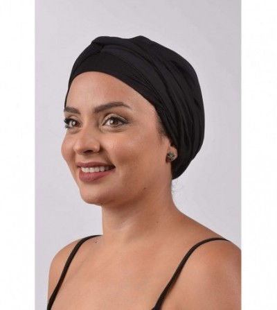 Headbands Turban Cancer Headwear Chemo Bamboo for Women Head Wrap Scarf Chemotherapy Hat - Black - CS18Z30DXSR