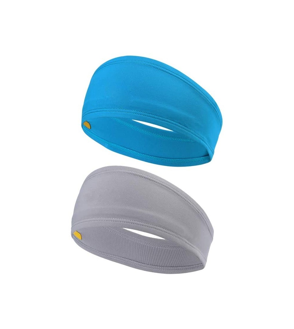Headbands Sweatband with Silicone Sweat Strip Headband Workout Sweatband Headband for Men and Women Unisex 2 Pack - CA18MEW6LHE