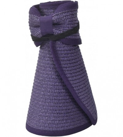 Visors Lullaby Women's UPF 50+ Packable Wide Brim Roll-Up Sun Visor Beach Straw Hat - Purple - CF18425RCDD