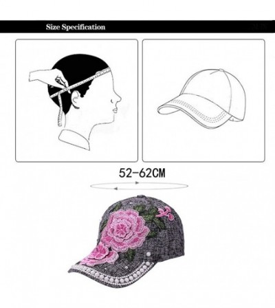 Baseball Caps Discount Baseball Cap!Women Men Adjustable Flower Rhinestone Denim Mesh Cap Hat - Gray - CE18QHSXDXT