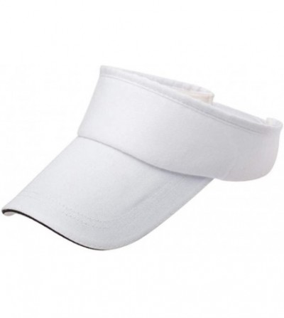 Sun Hats Men Women Visor Sun Hat Cap Solid Summer Outdoor Adjustable (White) - CV1836YK2X3