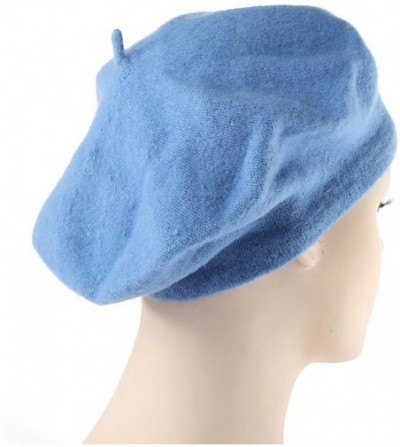 Skullies & Beanies Girl Solid Color Warm Winter Beret French artist Beanie Hat Ski Cap - Blue - CX188YW4AUZ