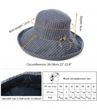 Sun Hats Packable Sun Bucket Hat with String for Women Travel Beach SPF Protection Fishing Bonnie 56-58cm - Navy_89322 - CG18...