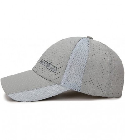 Sun Hats Mens Baseball Cap Breathable Sports Hats Quick Dry Running Hat Adjustable - Light Grey - CT18EYR4KQK