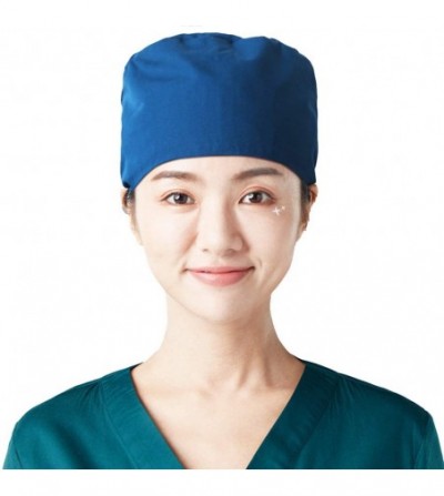 Newsboy Caps Women's Anti Dust Working Cap Adjustable Cotton Cap with Sweatband for Women and Men - Lake Blue - C218MH37XCY