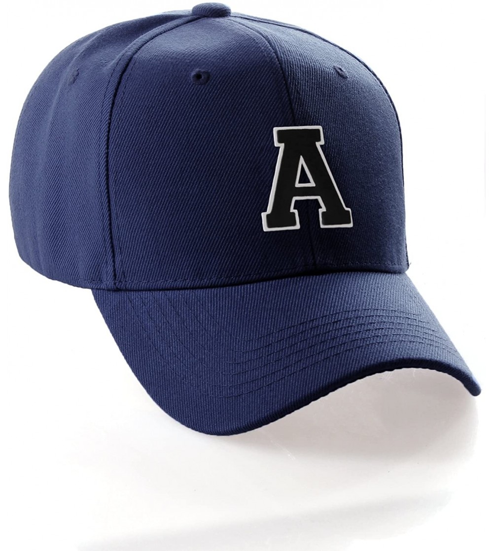 Baseball Caps Classic Baseball Hat Custom A to Z Initial Team Letter- Navy Cap White Black - Letter a - C818IDT0RQT
