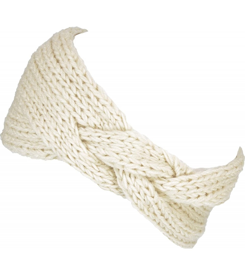 Headbands Women's Solid Cable Knitted Headband Headwrap Comfortable - Beige - CL193WYTLD0