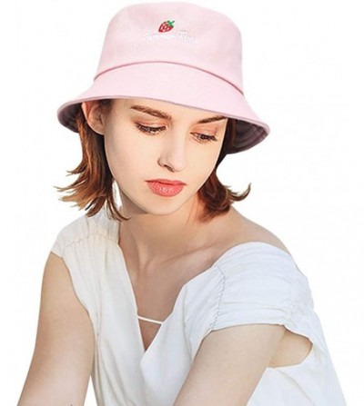 Sun Hats Fashion Fruit Bucket Hat for Women Trendy Strawberry Painted Foldable Summer Cotton Fisherman Sun Caps - CS18RTGQ54O
