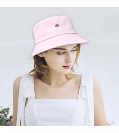 Sun Hats Fashion Fruit Bucket Hat for Women Trendy Strawberry Painted Foldable Summer Cotton Fisherman Sun Caps - CS18RTGQ54O