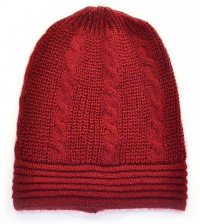 Skullies & Beanies an Unisex Fall Winter Beanie Hat Cable Knit Patterns Urban Wear Men Women - Red - CR12NZB7BDG