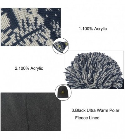 Skullies & Beanies Christmas Pom Pom Beanie Winter Warm Knit Cap Skully-Scarf & Hat Set - Navy - CX186HHGYGN