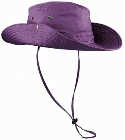 Bucket Hats Solid Color Bucket Hat- Sun Protection Outdoor Fishing Garden Boonie Cap - Purple - C218R4KS7OS