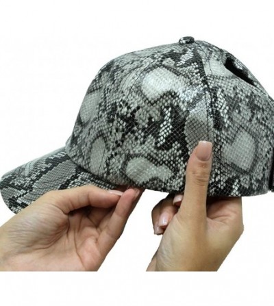 Baseball Caps Satin Lined Cap - Satin Lined Hat to Protect Hair from Breakage and Frizz - Snakeskin Grey - C4194AKYU2I