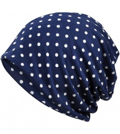 Skullies & Beanies Print Flower Slouchy Beanie Chemo Hat Cap Infinity Scarf for Women - 2 Pack Blue/Burgundy Dot - CL18Q223TG9