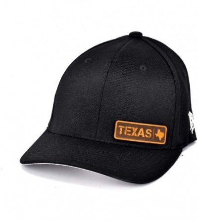 Baseball Caps 'Texas Native' Leather Patch Hat Flex Fit - Black - CC18IGOY4EZ