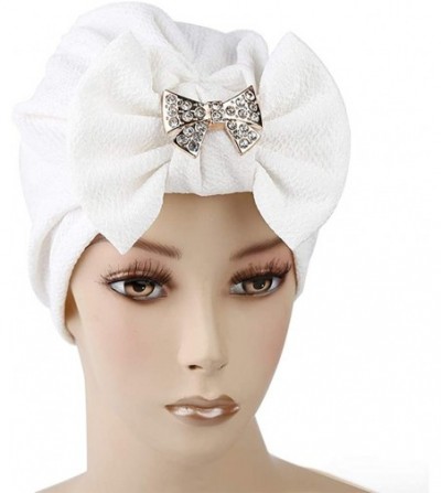 Skullies & Beanies Womens Bowknot Turban Headwear Puggaree - White6 - CQ18H06CWNU