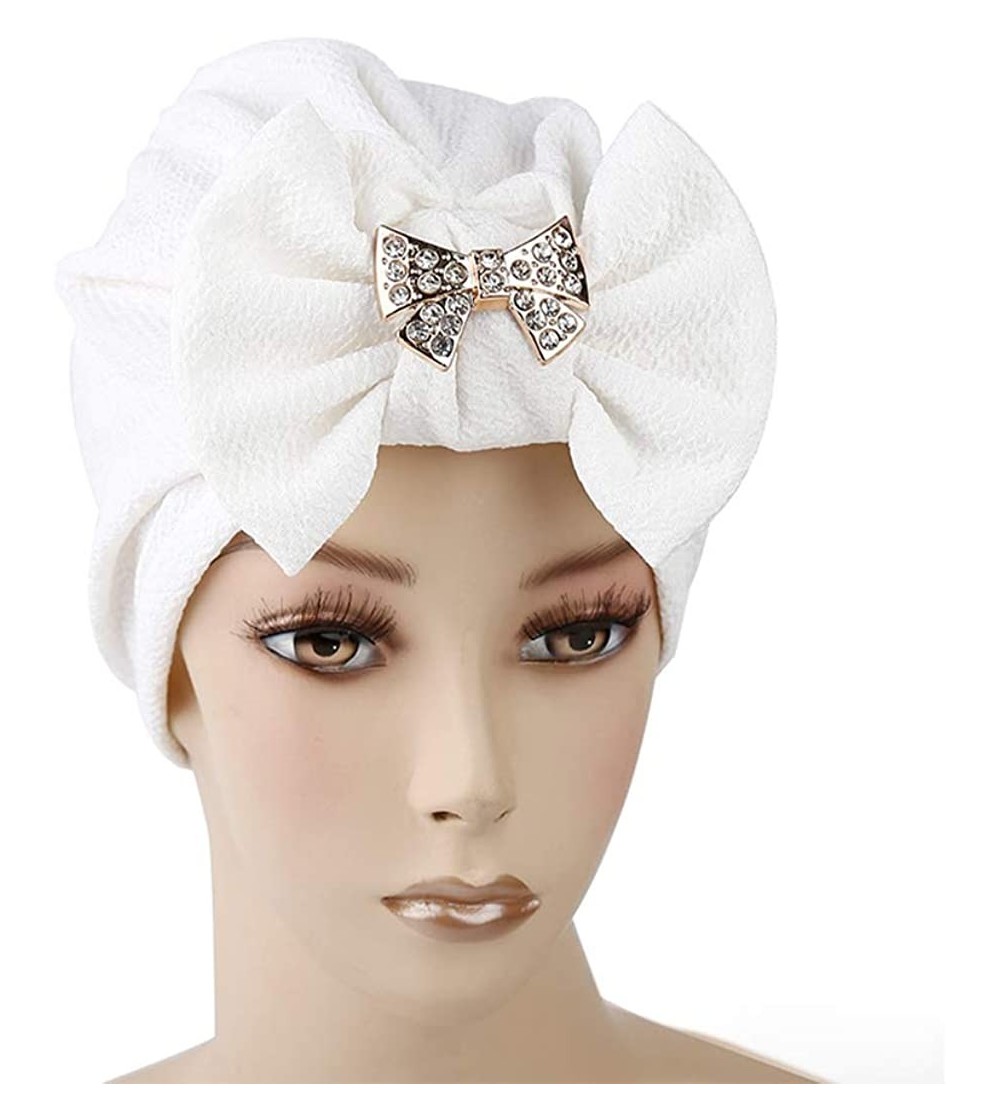Skullies & Beanies Womens Bowknot Turban Headwear Puggaree - White6 - CQ18H06CWNU
