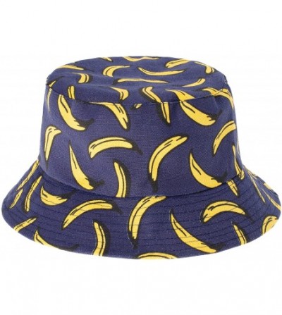 Bucket Hats Unisex Cute Print Bucket Hat Summer Fisherman Cap - Banana-navy - CV18E30UY95